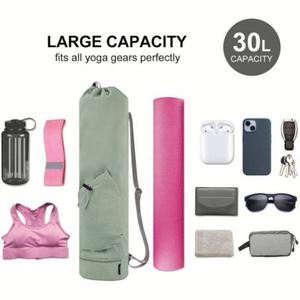 Sac de yoga multifonctionnel avec cordon de serrage, poche pour bouteille d'eau et poche inférieure pour articles mouillés - Product Image 3