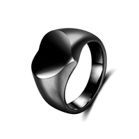 Bague en acier inoxydable ShuoyeW 12 mm, forme cœur, finition brillante argent, noir, or, gravure laser, modèle 611