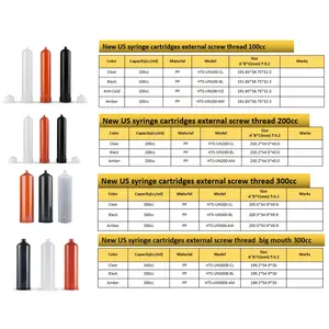 200cc Glue Dispenser Syringe Cartridge Barrels Outscrew Cap Black Color For Phone Glue Dispenser Machine Dispensing Glue Gun