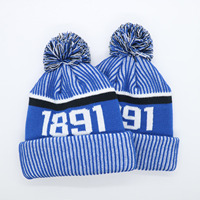 Haute qualité 100% acrylique unisexe Bobble chapeau bas quantité minimale de commande personnalisé hiver bonnet caractère bicolore bicolore mélange bonnets pour les équipes