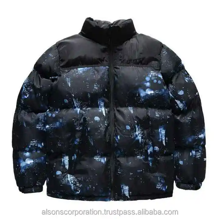 Meilleure qualité vêtements d'hiver promotionnels nouvelle mode manteau d'hiver brillant hommes bouffant doudoune conception personnalisée imprimé doudoune