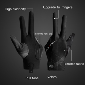 Gants <span class=keywords><strong>de</strong></span> <span class=keywords><strong>billard</strong></span> personnalisés en gros avec logo, antidérapants, 3 doigts, respirants, confortables, unisexes, pour le snooker - Product Image 6