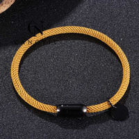 Milan Fil Corde Bracelet En Acier Inoxydable Noir Métal Hommes Femmes Multicolore Couple Main Bracelets Bijoux