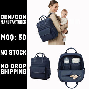 حقيبة ظهر للأمهات مبطنة ومقاومة للماء من النايلون للسفر وحمل مستلزمات الأطفال مع خطافات للعربة من الشركة المصنعة - Product Image 1