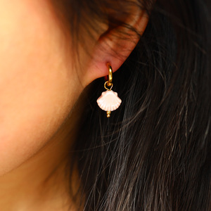 Pendientes XINXIAN de acero inoxidable para mujer, chapado en oro de 18 quilates, joyería impermeable de moda, pendiente de acero con gota de concha de macarrón de <span class=keywords><strong>cerámica</strong></span> - Product Image 5