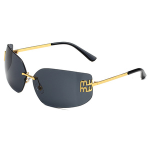 Lunettes de soleil carrées sans monture haut de gamme de marque de luxe pour unisexe, monture métallique rétro, UV400, légères et colorées - Product Image 6