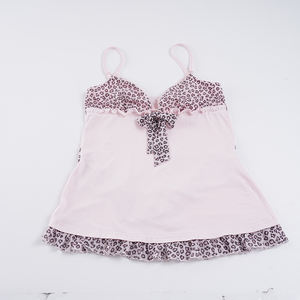 Charming Solid Color Slim Fit CAMIS <b>Top</b> with Leopard Print <b>Patchwork</b> Detail Knitted Lace Sweet Style - Product Image 3