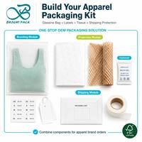 Sacs d'emballage pour vêtements recyclables, logo de marque personnalisé, sacs en papier glassine FSC, fermeture autocollante, pochette plate transparente pour sous-vêtements et vêtements