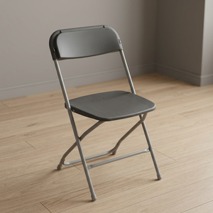 Silla Plegable de Plástico Gris con Marco de Metal, Diseño Moderno, Duradera, Portátil, Ligera, para Jardín, Comedor y Parque - Product Image 1