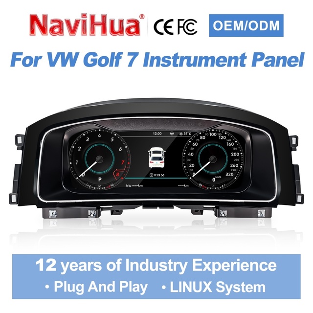 Navihua 10.25 Inch New Upgrade Linux Dashboard LCD Digital Cluster Speedometer Panel for Volkswagen VW Golf 7 2013-2020