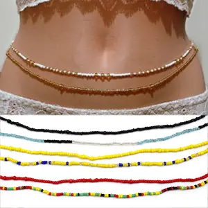 米珠彩色混搭沙滩链比基尼链腹部腰珠链女性饰品