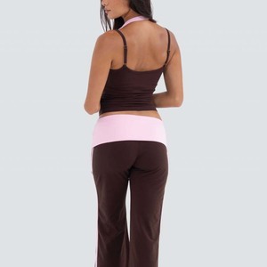 Hot Sale Women 100% Cotton Breathable Layered <strong>Halter</strong> Camisole <strong>Bra</strong> Removable Pads Color Block Adjustable Straps <strong>Loose</strong> Sports <strong>Bra</strong> - Product Image 3