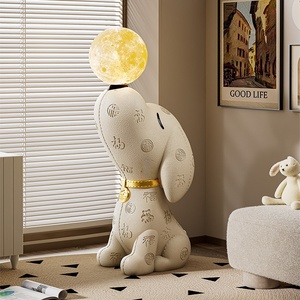 Lampe sur pied en résine motif <span class=keywords><strong>Beagle</strong></span> de haute qualité, avec caractères chinois et lune, pour salon, meuble TV, côté canapé, décoration intérieure - Product Image 3
