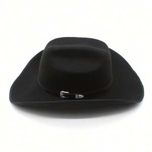 Sombrero de fieltro de 9.5 cm con borde, estilo punk americano, para hombre y mujer, tipo vaquero Texas Ranger, sombrero formal de jazz. - Product Image 2