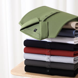 Autumn Winter New Men's Casual Pique Cotton Breathable Moisture Wicking Shirt Inner Layer Simple Solid Color Turn-down Collar - Product Image 3