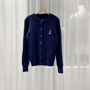 Automne et hiver personnalisé <span class=keywords><strong>pull</strong></span> tricoté pour femmes <span class=keywords><strong>chaud</strong></span> brodé logo cardigan décontracté col rond haut à manches longues - Product Image 2