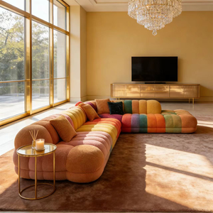 Juego de Sofás Seccionales Modulares de Lujo, Muebles Modernos de Terciopelo Arcoíris para Sala de Estar, Sofá Grande con Tapicería Acolchada Tipo Nube, Personalizable - Product Image 5