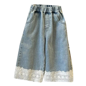Girls Jeans Harem Pants Solid Color Cotton Kids Spring Autumn Wear Blue Jean Style Childrens Pants - Product Image 4