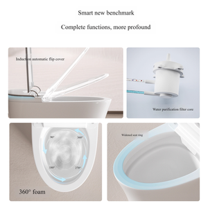 Automatic AI Voice Control Intelligent Toilet Capacitive Foot Sensor Water Saving Heated Seat S-trap/P-trap Elongated Bowl Shape - Product Image 2
