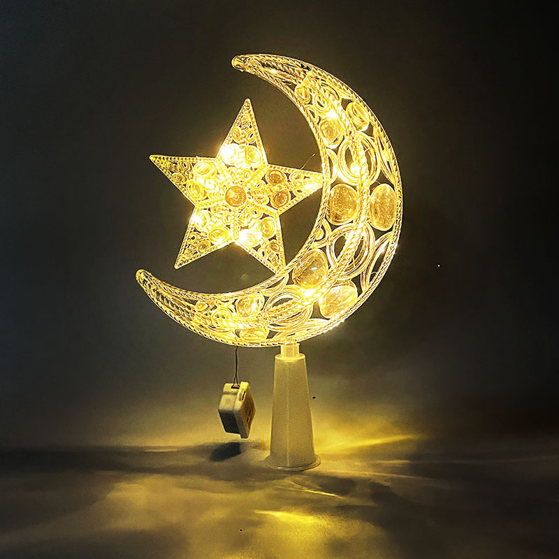 15cm polka dot star and moon warm color-button battery