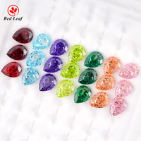 Grosir Batu Permata CZ Potongan Pir Buatan Laboratorium, Zirkonia Kubik Multi-Warna 3-12mm Efek Warna Api/Play Color untuk Pembuatan Perhiasan dan Kerajinan