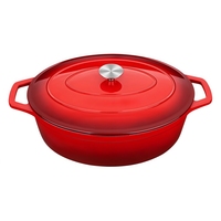 Cocotte en fonte émaillée avec couvercle, pot ovale en fonte avec revêtement émaillé antiadhésif pour la cuisson du pain