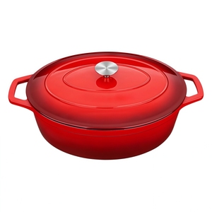 Cocotte en fonte émaillée avec couvercle, pot ovale en fonte avec revêtement émaillé antiadhésif pour la cuisson du pain - Product Image 4