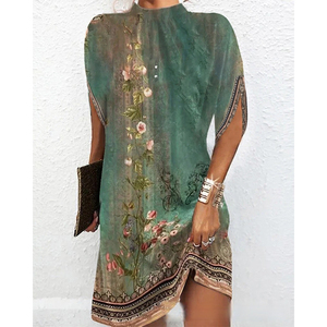 2025 nouvelle mode d'été imprimé col rond décontracté robe ample dames Baty manches Style robe - Product Image 5