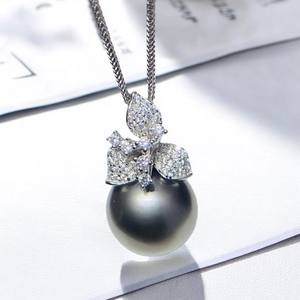 Accessoires en perles 31296DIY, pendentif en argent S925, simple et élégant, collier rond de 12 à 15 mm, support de pendentif en diamant, pendentifs et breloques - Product Image 1