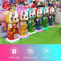 Máquina expendedora comercial de piruletas de 25W de baja potencia, máquina de juegos infantiles con plato giratorio de dibujos animados, juegos operados con monedas para tiendas minoristas