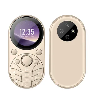 Ponsel saku Mini bingkai logam, telepon genggam FM 1.39 "inci layar bulat ajaib panggilan kecepatan suara 2 SIM