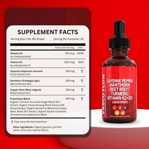Gotas Líquidas Orales de 60 ml con Pimienta de Cayena, Bayas de Espino Blanco, Vitamina D3 K2, Raíz de Remolacha y Cúrcuma, Suplementos Naturales Orgánicos Veganos para Adultos - Product Image 5