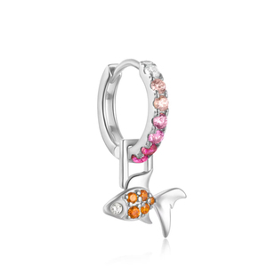 CANNER Boucles d'oreilles créoles Huggie en argent sterling S925 avec zircon couleur été et pendentifs animaux mignons détachables (éléphant, serpent, oiseau) - Product Image 1