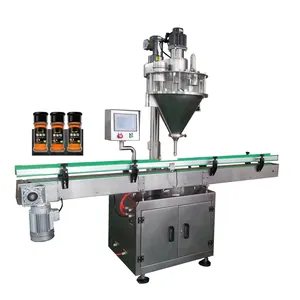 Full Automatic ABC Dry Spice Milk Powder Bottle Jar Filling Capping and Labeling Machine Production Line