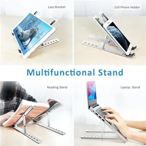 Height Adjustable 7 Levels Aluminum Laptop Stand Riser Foldable Portable Ergonomic Desk Notebook Laptop Stand Holder For Macbook