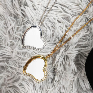 RubySub-Colgante de corazón con diamantes de imitación para mujer, collar de sublimación, colgante de joyería en blanco - Product Image 2