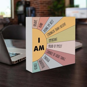 ชั้นวางโต๊ะในห้องเรียนขนาด5x5นิ้วป้ายบล็อคไม้ที่มีสไตล์เป็นแรงบันดาลใจ - Product Image 4