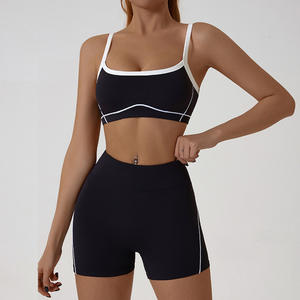 Conjunto Deportivo de Dos Piezas para Mujer, Transpirable, para Yoga, Correr, Ejercicio al Aire Libre, Secado Rápido, Diseño Ajustado con Contraste - Product Image 6