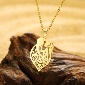 Collana con ciondolo In oro placcato autunno In amore In acciaio inossidabile collana con ciondolo gioielli regalo per donna uomo - Product Image 4