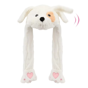 Kawaii 박동 핑크 긴 발 팝업 움직이는 귀 봉제 강아지 재미있는 동물 머리 코스프레 모자 선물 슈퍼 소프트 따뜻한 개 귀 모자 - Product Image 1