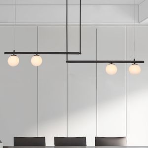 Home Modern 4 Heads Glass <b>Globe</b> Pendant Lamp Black Hanging <b>Lights</b> for Kitchen Island - Product Image 4
