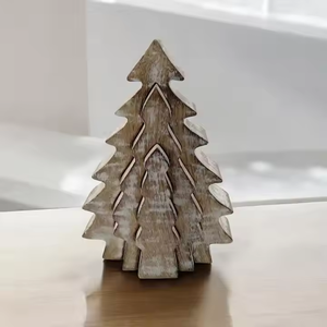 Bloc de bois 3D personnalisable fait à la main arbre de noël tenture murale 3D écologique pour décor de ferme ornement de maison de vacances - Product Image 1