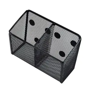 Personnalisé Noir Écologique Mode Magnétique Bureau Maille Métallique Réfrigérateur Aimant Porte-Stylo Paniers de Rangement en Maille Métallique Maison ou Bureau