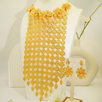 Parure de collier et boucles d'oreilles de luxe vintage plaqué or 24 carats avec coquillages et pierres, style européen et américain, pour mariée, Anniversaire, Dubaï