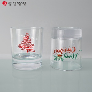 Frascos de vela de vidrio con estampado de árbol de Navidad con logotipo personalizado 2022, 4oz, 8oz, 12oz, suela gruesa vacía con tapa de madera para decoración del hogar - Product Image 2