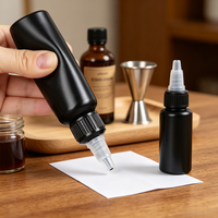 Bouteille en plastique HDPE noire à presser avec bouchon à pointe torsadée, impression de logo personnalisée pour la teinture des cheveux, l'encre de tatouage, les liquides cosmétiques