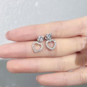 Pendientes de Plata de Ley con Baño de Dylam, Forma de Corazón, con Circonita Cúbica 5A, Joyería Fina para Mujer, Regalos de Aniversario y Cumpleaños - Product Image 6