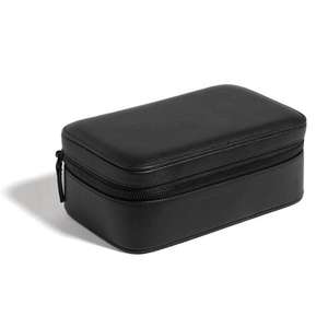 Boîte de rangement pour bijoux de voyage en cuir PU noir classique pour femmes et hommes avec pochette, organisateur de colliers, bracelets et boucles d'oreilles - Product Image 2