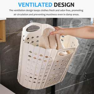 Collapsible Laundry <b>Basket</b>,63L/16.6 Gallon Large <b>Plastic</b> Laundry <b>Basket</b> with Carry Handle,Space-Saving,Foldable Laundry <b>Basket</b> - Product Image 6