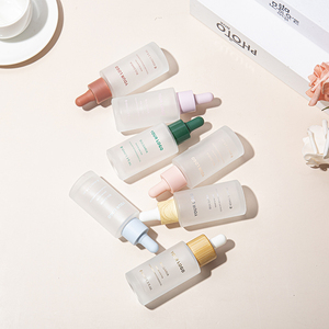 Tùy chỉnh sang trọng 1oz 20ml 30ml 40ml 50ml 60ml 2oz Vai phẳng Vòng Tím nâu <span class=keywords><strong>Frosted</strong></span> Glass huyết thanh Chai nhỏ giọt - Product Image 1